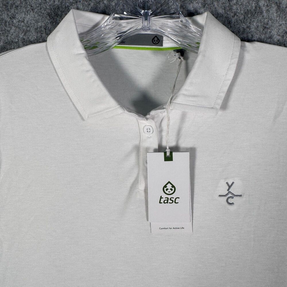 Tasc Shirt Womens Medium White Short Sleeve Air Polo Soft NWT Embroidered Logo
